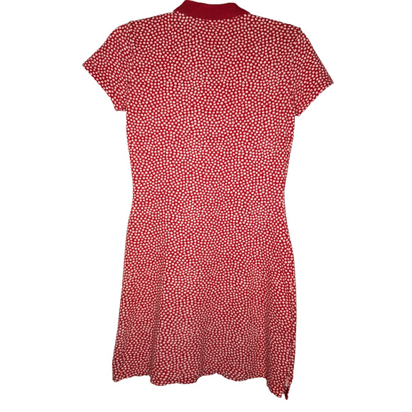 90s Y2K Tommy Hilfiger Red Ditsy Floral Print Preppy Polo Mini Dress XS - Picture 4 of 8